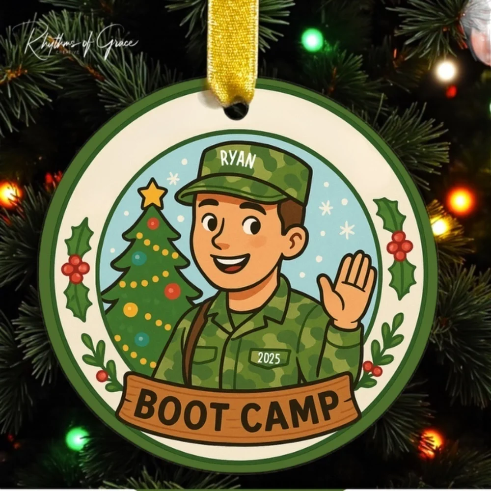 First Christmas at Boot Camp, Military Ornament, Personalized Recruit Keepsake